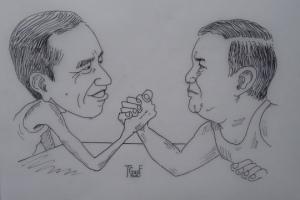 Sumber gambar: http://hiburan.kompasiana.com/humor/2014/04/07/inilah-kartun-perdana-saya-jokowi-versus-prabowo-647252.html